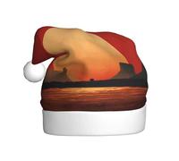 WHJSHOP Il sole rosso nel deserto Pattern Cappelli di Natale peluche da uomo e da donna, tappi per feste di Capodanno per adulti