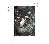 WHJSHOP Il topo che raccoglie fiori stampa bandiere da giardino 30,5 x 45,7 cm per decorazione da cortile con larghezza di 3 cm (solo bandiera, asta non inclusa)