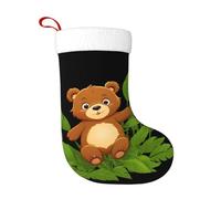 WHJSHOP Little Bear in the Bamboo Leaves Pattern Christmas calze decorative per decorare durante Halloween, Natale e Capodanno