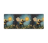 WHJSHOP Little Bee Picking Stars Prints, tappetino per mouse extra large, tastiera da gioco antiscivolo per computer e ufficio, versione ispessita, 30,5 x 80 cm