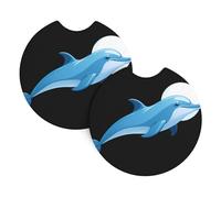 Whjshop Little Dolphin Heading The Ball Pattern Car Interior Cup Holder Pad 2 Pc Impermeabile e Veloce per Auto, Camion, SUV e Navi