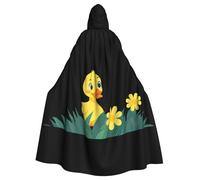 WHJSHOP Little Duck in the Yellow Flower Pattern Halloween Adulto Mantello con Cappuccio Senza Cerniera, Comodo e Durevole per Giochi di Ruolo