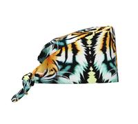 WHJSHOP Little Fat Tiger Head Pattern Cleaning Working Cap Cappello da chef per donne e uomini, per chirurgia, infermieristica, nero