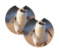 Whjshop Little Penguin Learning to Walk Picture Car Interior Cup Holder Pad 2 Pc Impermeabile e Veloce per Auto, Camion, SUV e Navi