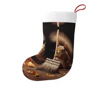 Whjshop Little Squirrel Mopping The Floor Pattern Double Face Stampato Calzini di Natale per Grande Capacità Holiday Party Indoor Decorazioni