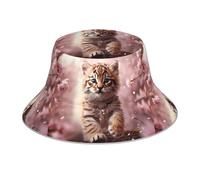 WHJSHOP Little Tiger Under The Cherry Blossom Pattern Reflective Bucket Hat traspirante per uomini e donne, per viaggi, campeggio