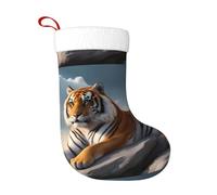 WHJSHOP Majestic Tigre appoggiata su una roccia con cielo nuvoloso stampe, calze decorative natalizie per decorare durante Halloween, Natale e Capodanno