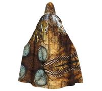 WHJSHOP Mantello con cappuccio a maniche lunghe, comodo strato cosplay con stampa di bussola e mappa del mondo