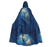 WHJSHOP Mantello con cappuccio per adulti con balena nel grattacielo, senza cerniera, comodo e durevole per giochi di ruolo