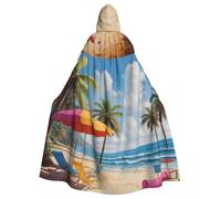 WHJSHOP Mantello con cappuccio per adulti con immagine colorata da spiaggia, senza cerniera, comodo e durevole per giochi di ruolo