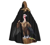 WHJSHOP Mantello con cappuccio per adulti con immagine di avvoltoio su un tronco d'albero, senza cerniera, comodo e durevole per giochi di ruolo