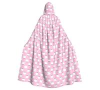WHJSHOP Mantello con cappuccio per adulti con immagine di pecora rosa, per Halloween, per giochi di ruolo, costumi da palcoscenico, feste, facile da pulire