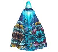 WHJSHOP Mantello con cappuccio per adulti con immagine di raggi di corallo sottomarino, senza cerniera, comodo e durevole per giochi di ruolo