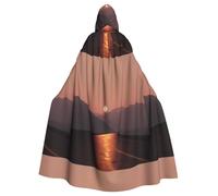 WHJSHOP Mantello con cappuccio per adulti con immagine tramonto sulla strada, senza cerniera, comodo e durevole per giochi di ruolo