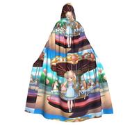 WHJSHOP Mantello con cappuccio per adulti con motivo della ragazza sulla giostra, senza cerniera, comodo e durevole per giochi di ruolo