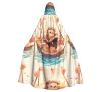 WHJSHOP Mantello con cappuccio per adulti con motivo Little hedgehog on the yacht, senza cerniera, comodo e resistente per giochi di ruolo