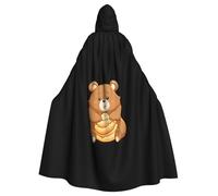 WHJSHOP Mantello con cappuccio per adulti con motivo orsetto che mangia pane per Halloween, senza cerniera, comodo e durevole per giochi di ruolo