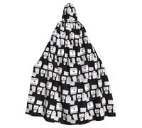 WHJSHOP Mantello con cappuccio per adulti con scritta "Happy Note" per Halloween, giochi di ruolo e feste a tema