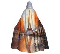 WHJSHOP Mantello con cappuccio per adulti con stampa della Torre Eiffel di Parigi, per Halloween, giochi di ruolo e feste in costume