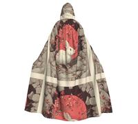 WHJSHOP Mantello con cappuccio per adulti con stampa di buche di coniglio della resurrezione, per Halloween, giochi di ruolo e feste in costume