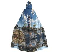 WHJSHOP Mantello con cappuccio per adulti con stampa di faro, per Halloween, giochi di ruolo e feste in costume
