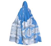 WHJSHOP Mantello con cappuccio per adulti, con stampa di nuvole bianche nel cielo, per Halloween, giochi di ruolo e feste in costume