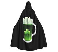 WHJSHOP Mantello con cappuccio per adulti con trifoglio verde, motivo birra, per Halloween, senza cerniera, comodo e durevole per giochi di ruolo