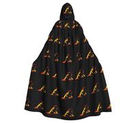 WHJSHOP Mantello con cappuccio per adulti, drago di fuoco sotto il vulcano, per Halloween, giochi di ruolo e feste a tema