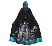 WHJSHOP Mantello con cappuccio per adulti, motivo castello sotto il mare, per Halloween, giochi di ruolo e feste in costume