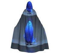 WHJSHOP Mantello con cappuccio per adulti, motivo fantasma, blu, per Halloween, giochi di ruolo e feste in costume