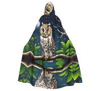 WHJSHOP Mantello con cappuccio per adulti, motivo gufo di notte, per Halloween, giochi di ruolo e feste in costume