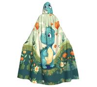 WHJSHOP Mantello con cappuccio per adulti, motivo: piccolo dinosauro in erba verde, per Halloween, giochi di ruolo e feste in costume