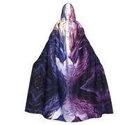 WHJSHOP Mantello con cappuccio viola e draghi scritti per adulti, per Halloween, giochi di ruolo e feste a tema