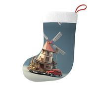 WHJSHOP Modello di mulino a vento per auto Stampa Calze di Natale Calze Festival Grande Capacità Stampato Calzini Decorazione