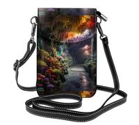 WHJSHOP Muschio variopinto nella piccola borsa del telefono di vibrazione di vibrazione della borsa di cuoio delle donne di immagine della caverna, impermeabile e durevole