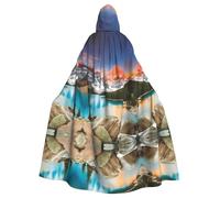 WHJSHOP National Park Prints, mantello con cappuccio, lungo, comodo, per cosplay