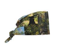 WHJSHOP Next to The Stream Prints, cappello da chef per donne e uomini, regolabile, traspirante, nero