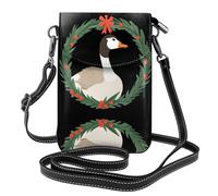 WHJSHOP Oca con una corona sulla sua testa immagine piccola borsa a tracolla in pelle per telefono da donna, impermeabile e durevole