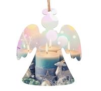 WHJSHOP Ornamenti di legno di Natale a forma di angelo 6 PCS Merry Christmas Candle stampe per appendere