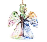 WHJSHOP Ornamenti natalizi in legno a forma di angelo, 1 pezzo, con bellissime stampe per albero di Natale per quattro stagioni, da appendere agli alberi