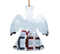 WHJSHOP Ornamenti natalizi in legno a forma di angelo, 6 pezzi, stampe con scritta in inglese "Merry Christmas" e