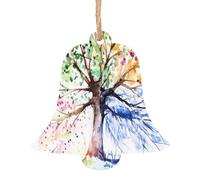 WHJSHOP Ornamenti natalizi in legno a forma di campana, 1 pezzo, bellissime stampe per albero di Natale per quattro stagioni da appendere agli alberi di