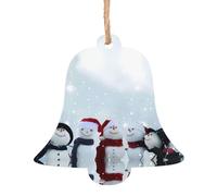 WHJSHOP Ornamenti natalizi in legno a forma di campana, 4 pezzi, stampe con scritta in inglese "Merry Christmas" e