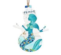 WHJSHOP Ornamenti natalizi in legno a forma di pupazzo di neve, 1 pezzo, stampa sirena da appendere agli alberi di Natale