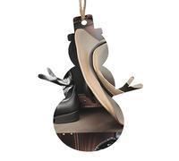 WHJSHOP Ornamenti natalizi in legno a forma di pupazzo di neve, 4 pezzi, cappello da cowboy, stivali occidentali, stampe da appendere agli alberi di Natale