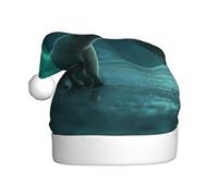 WHJSHOP Orso polare nell'aurora boreale Modello Uomo e donna peluche cappelli di Natale, adulti capodanno festa di vacanza tappi