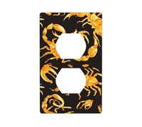 WHJSHOP Pannello a parete con immagine di scorpione dorato, doppia presa, piastra di copertura per presa elettrica, decorazione infrangibile, durevole, 11,4 x 7 cm