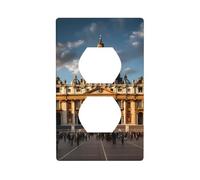 WHJSHOP Pannello di copertura per presa elettrica con immagine della Basilica di San Pietro a doppia presa, decorazione infrangibile, durevole, 11,4 x 7 cm