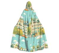 WHJSHOP Parigi Street Scene Torre Eiffel Immagine Halloween Adulto Mantello con Cappuccio Abbigliamento Uomo e Donna Mantello Gioco di Ruolo