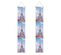 WHJSHOP Parigi Street Torre Eiffel rosa floreale foto laurea portico Banner - robusto, durevole, lavabile e riutilizzabile decorazione di laurea per feste, cerimonie, porte d'ingresso